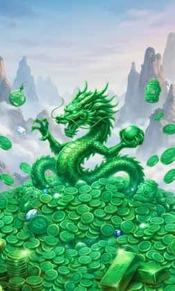 Slot-Cover mit grünem Drachen auf Geldscheinen